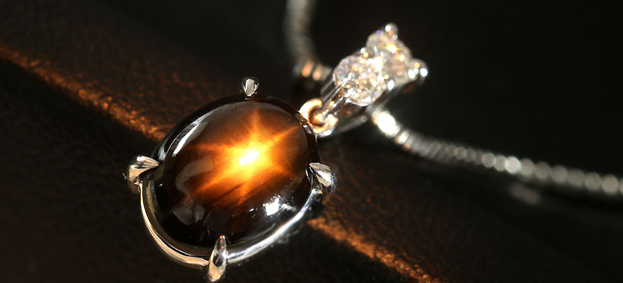 ブラックスターサファイア 約3ct ダイヤモンド プラチナ ネックレス 