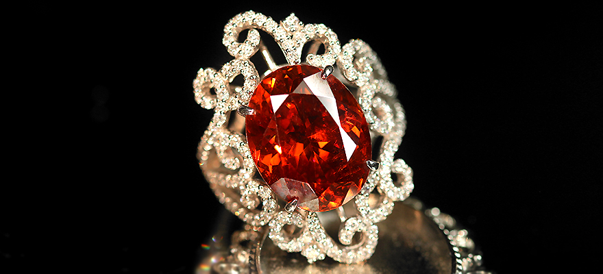 激安通販の プラチナ (1月誕生石) ガーネット·ダイヤモンドリング（10個のダイヤモンドで記念 #10 ） リング