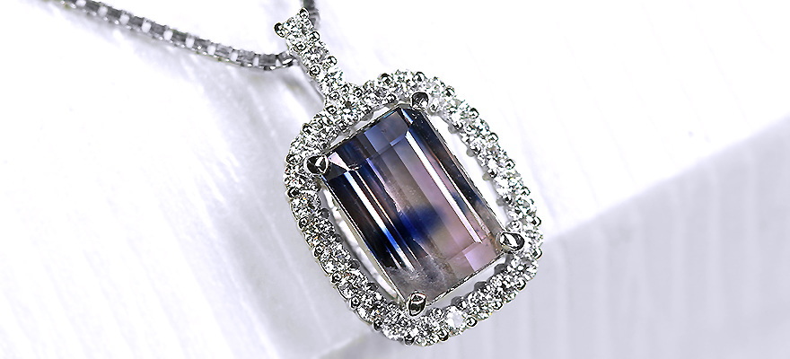 バイカラーサファイア 1.2ct ダイヤモンド プラチナ ネックレス【品質  