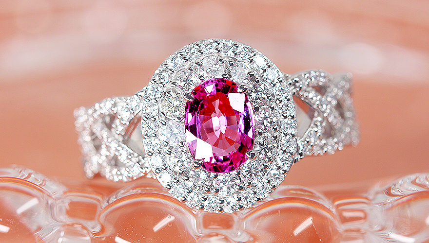 ピンクサファイア 1.0ct ダイヤモンド 0.7ct プラチナ950 リング(指輪