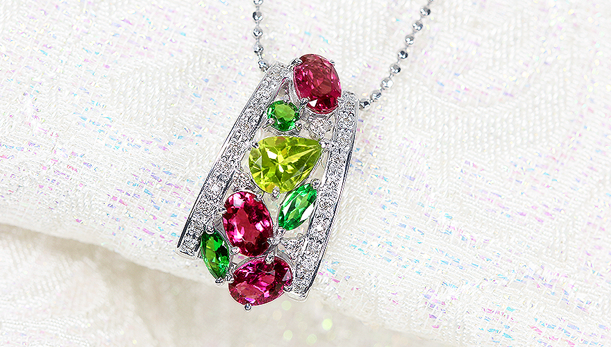 ペリドット ピンクトルマリン グリーングロッシュラーガーネット ツァボライト 2 4ct ダイヤモンド ホワイトゴールド ネックレス 品質保証書 Ngl宝石鑑別書 即納ジュエリー ジュエリー通販リジュー レアストーン 高級ジュエリーオンラインショップ ペリドット ピンクトルマリン グリーングロッシュラーガーネット ツァボライト 2 4ct ダイヤモンド ホワイトゴールド ネックレス 品質保証書 Ngl宝石鑑別書 即納ジュエリー ジュエリー通販リジュー レアストーン 高級ジュエリーオンラインショップ