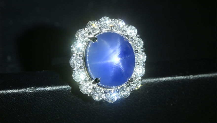 スターサファイア 10.93ct ダイヤモンド 1.14ct プラチナ リング(指輪 