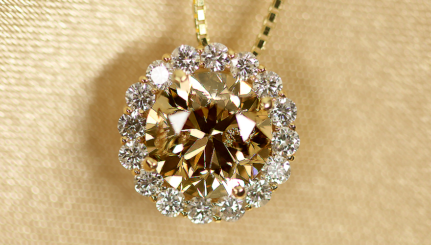 ブラウンダイヤモンド 2.1ct ダイヤモンド 0.4ct ゴールド ネックレス 