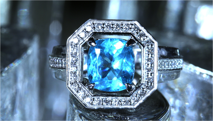 ネオンブルー アパタイト 約2.1ct ダイヤモンド プラチナ リング(指輪