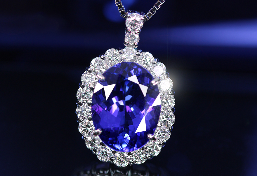 タンザナイト 7.0ct ダイヤモンド 1.4ct プラチナ ネックレス【品質