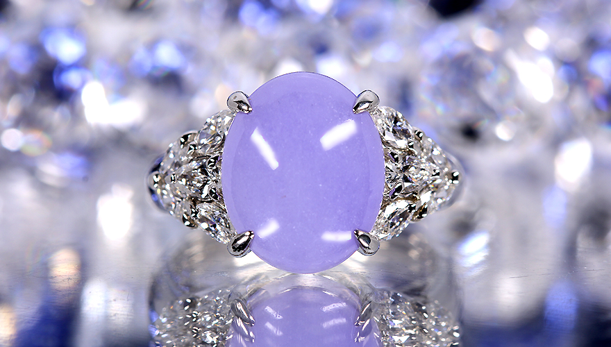 ラベンダー翡翠 約6ct ダイヤモンド 0.7ct プラチナ リング(指輪