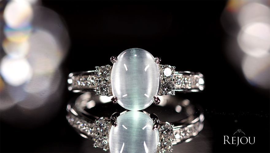 アクアマリンキャッツアイ 2.1ct ダイヤモンド 0.2ct プラチナ