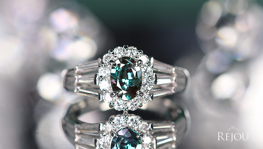アレキサンドライトライト 0.84ct ダイヤモンド 0.6ct プラチナ