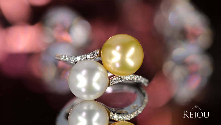 結婚式南洋真珠シャンパンゴールド色10.8mmの指輪