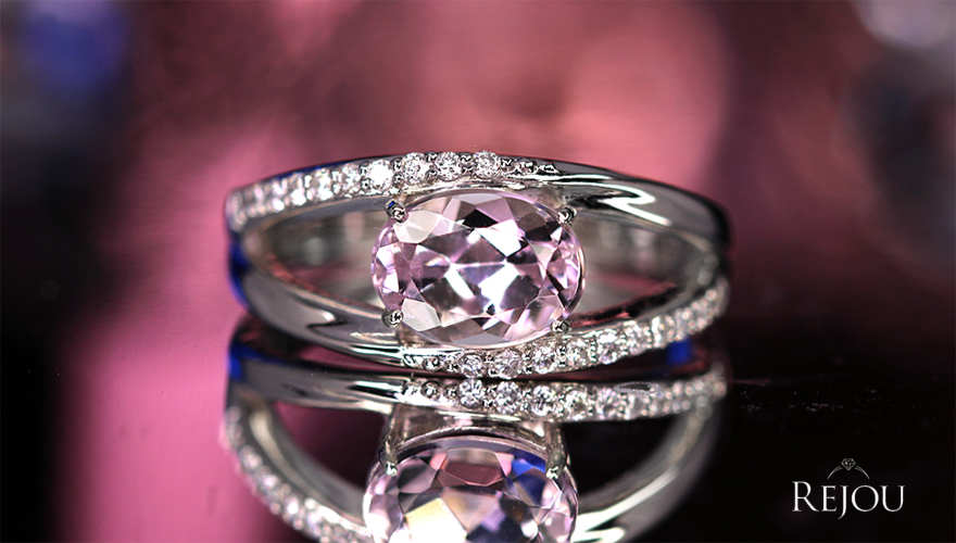 クンツァイト 1.8ct ダイヤモンド プラチナ リング(指輪)【品質保証書 