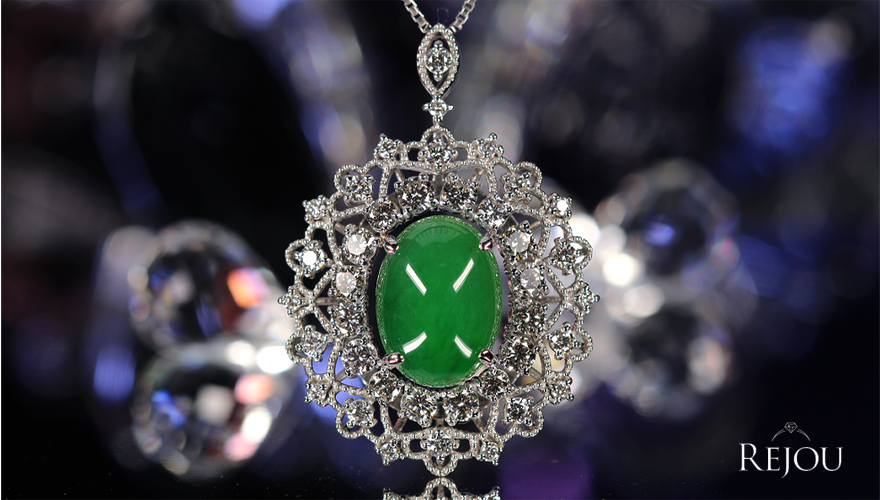 翡翠(ヒスイ) 4.0ct ダイヤモンド 1.3ct プラチナ ネックレス