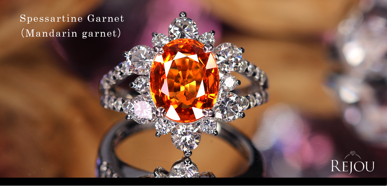 スペサタイトガーネット（マンダリンガーネット） 3.5ct ダイヤモンド 1.5ct プラチナ リング(指輪)