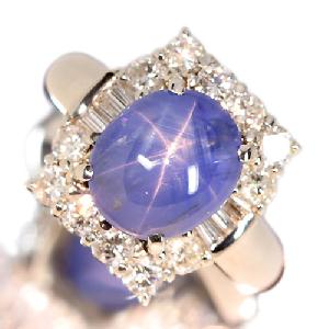 スターサファイア 6.9ct ダイヤモンド プラチナ リング（指輪）【品質保証書/宝石鑑別書付】