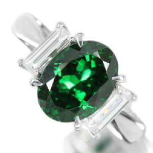グリーンガーネット(ツァボライト) 3.47ct ダイヤモンド プラチナ リング（指輪）【品質保証書/宝石鑑別書/GRJソ付】