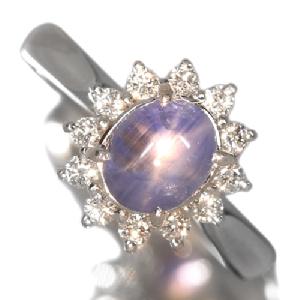 スターサファイア 1.95ct ダイヤモンド プラチナ リング（指輪）【品質保証書/宝石鑑別書/GRJソ付】