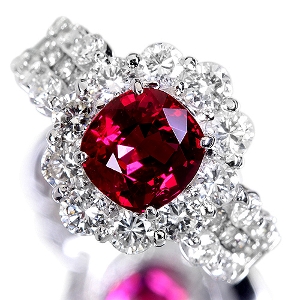 ピジョンブラッドルビー 2.1ct ダイヤモンド 2.1ct プラチナ リング(指輪)【品質保証書/GRS宝石鑑別書】
