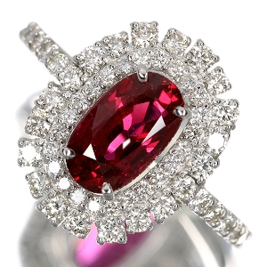 ピジョンブラッドルビー 1.77ct ダイヤモンド 0.7ct プラチナ リング(指輪)【品質保証書/AIGS宝石鑑別書】