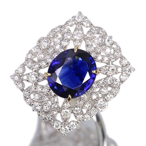 ����466�񒊑I�̔����X�������J�Y�u���[�T�t�@�C�A 3.8ct �_�C�������h 1.1ct �v���`�i �C�G���[�S�[���h �����O(�w��)�y�i���ۏ؏�/GRS��Ίӕʏ��z�y�������:12/30�܂�/���r���[�K�{/���I�l��1���l�z