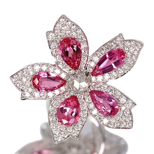 ����491�񒊑I�̔����l�I���s���N�X�s�l�� 3.78ct ���[�Y�J�b�g�_�C�������h 0.17ct ���̑��_�C�������h 1.36ct �z���C�g�S�[���h �����O(�w��)�y�i���ۏ؏�/��Ίӕʏ��z�y�������:8/18�܂�/���r���[�K�{/���I�l��1���l�z